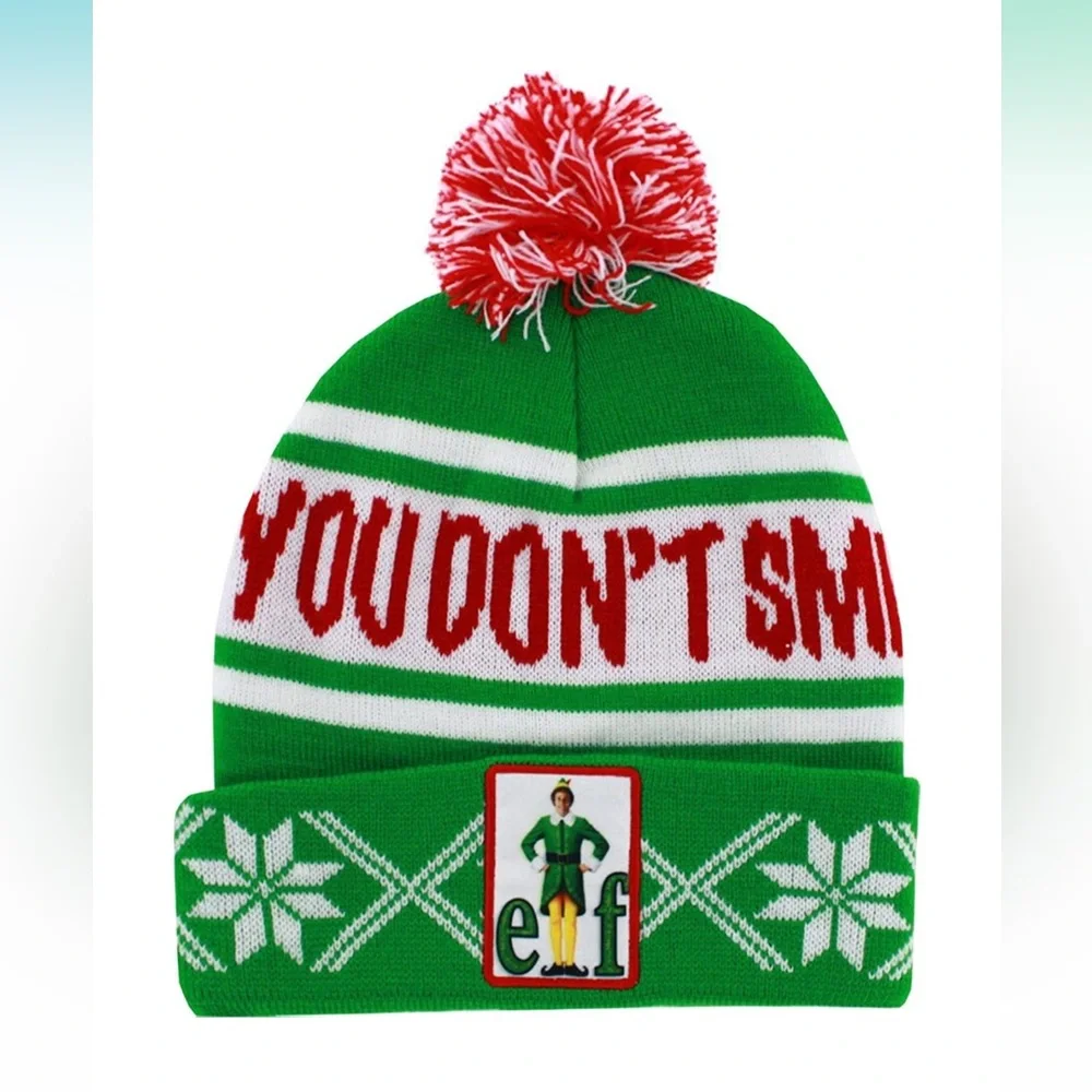 Elf Smell Like Santa Festive Pom Pom Beanie
